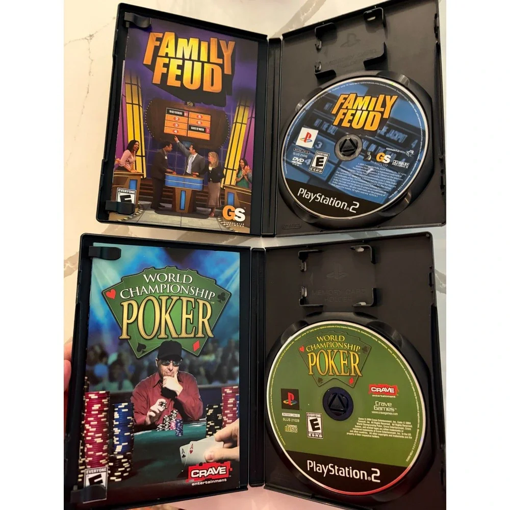 Sony PS2 Game Bundle World Championship Poker Family Feud Retro Gaming